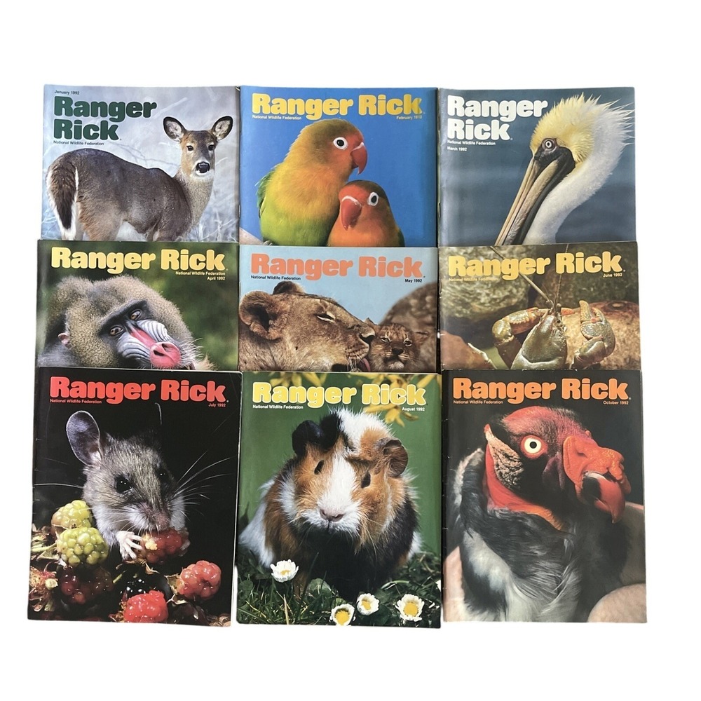 Ranger Rick's Nature Magazine 1992 National Wildlife Kids Vtg Lot Of 9